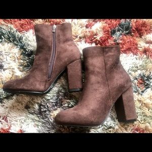 Brown heeled booties never worn! Size 7.5